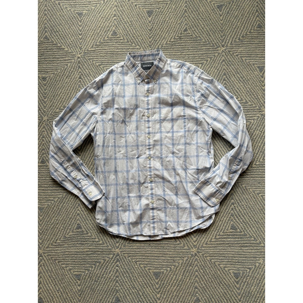 Bonobos Standard Fit Long Sleeve Button‎ Shirt - White/Blue - Large
